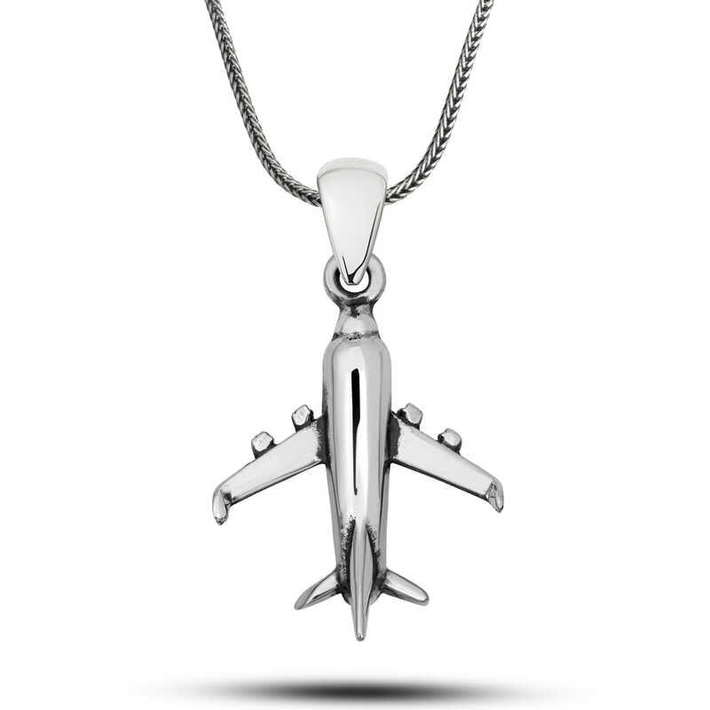 Silver Airplane Necklace