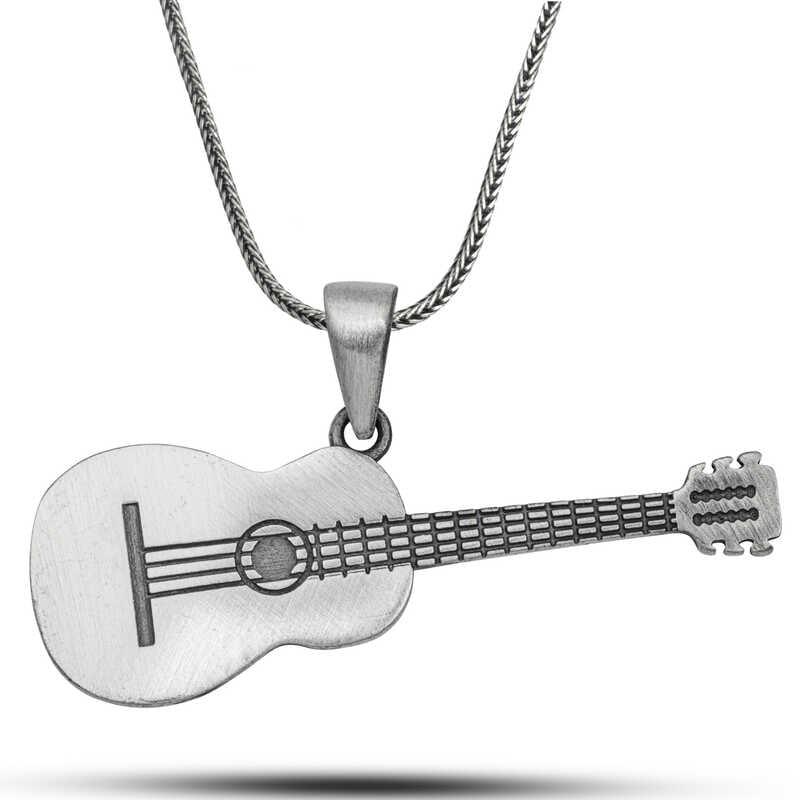Collier guitare en argent