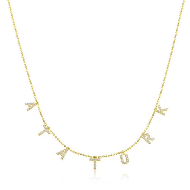 Collier pour femme en argent et or avec inscription Atatürk