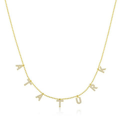 Collier pour femme en argent et or avec inscription Atatürk