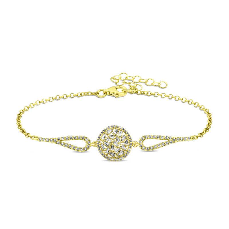 Bracelet en argent et or avec pierres baguettes