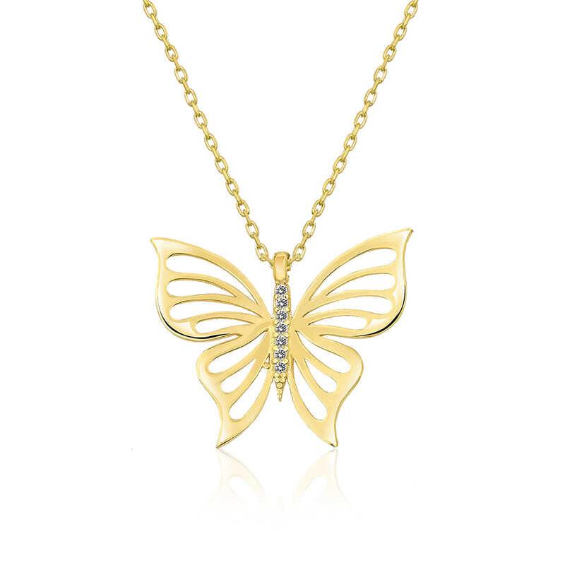 Silver Gold Spring Butterfly Women's Necklace