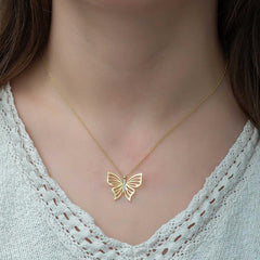 Silver Gold Spring Butterfly Women's Necklace