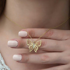 Silver Gold Spring Butterfly Women's Necklace