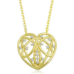 Silver Gold Domed Heart Women's Necklace