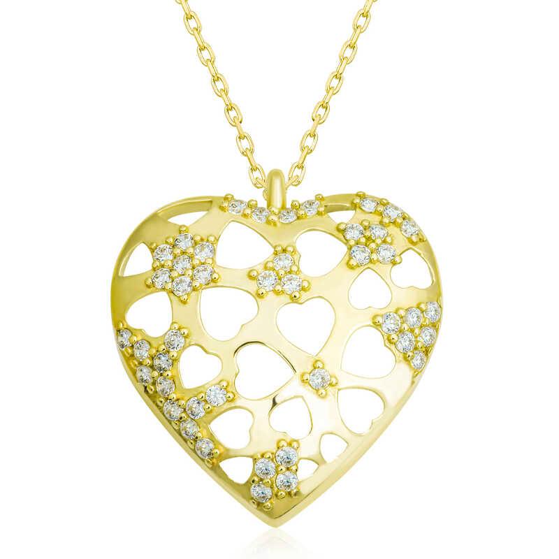 Silver Gold Domed Heart Women's Necklace