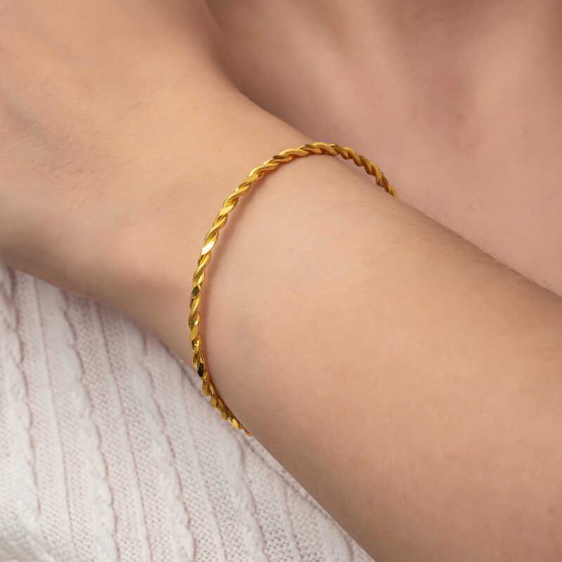 Bracelet double tour en argent et or pour femme 