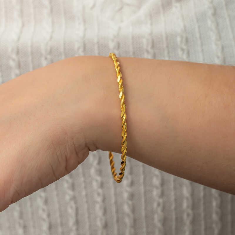 Bracelet double tour en argent et or pour femme 