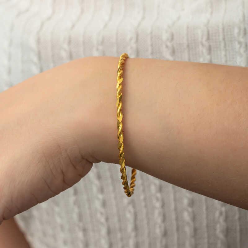 Bracelet double tour en argent et or pour femme 