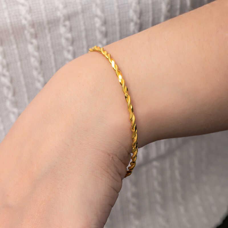 Bracelet double tour en argent et or pour femme 