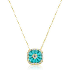 Silver Gold Square Glass Eye Evil Eye Women's Necklace