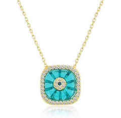 Silver Gold Square Glass Eye Evil Eye Women's Necklace