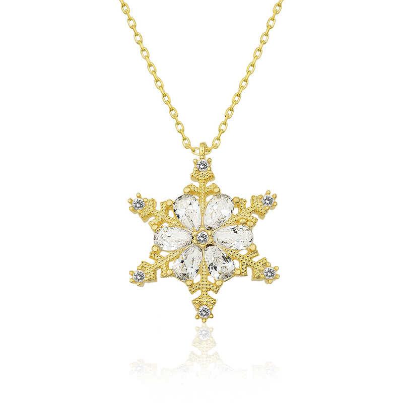 Silver Gold Snow Flower Women's Necklace