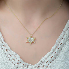 Silver Gold Snow Flower Women's Necklace
