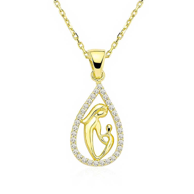 Silver Gold Drop Mother Child Necklace