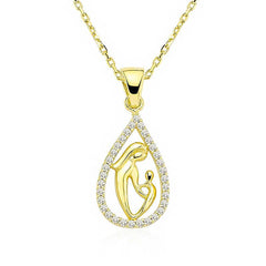 Silver Gold Drop Mother Child Necklace