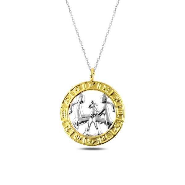 Silver Gold Gemini Zodiac Necklace