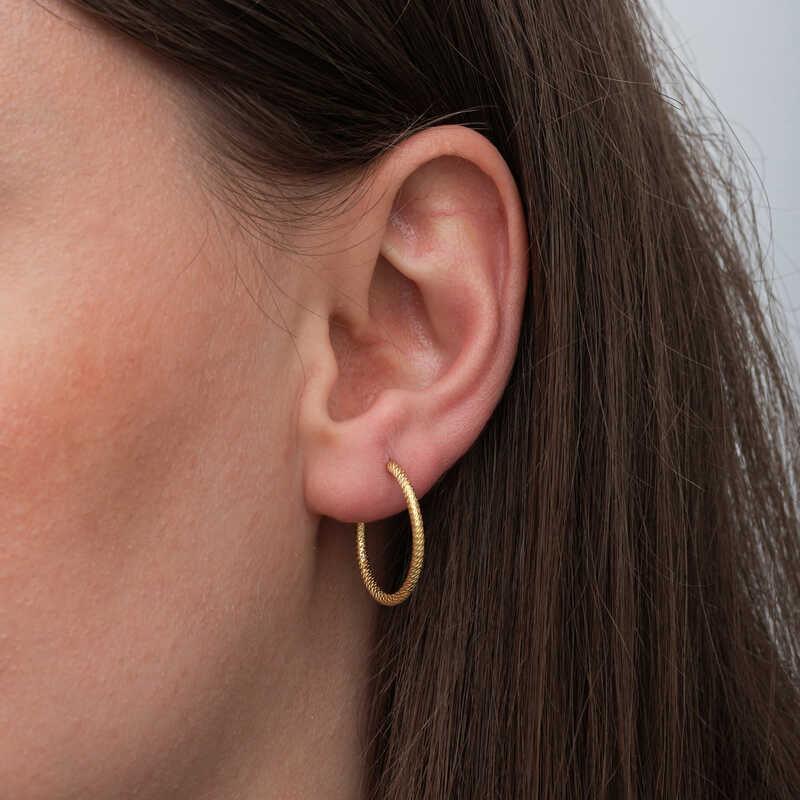 Silver Gold Pencil Hoop Women's Earring