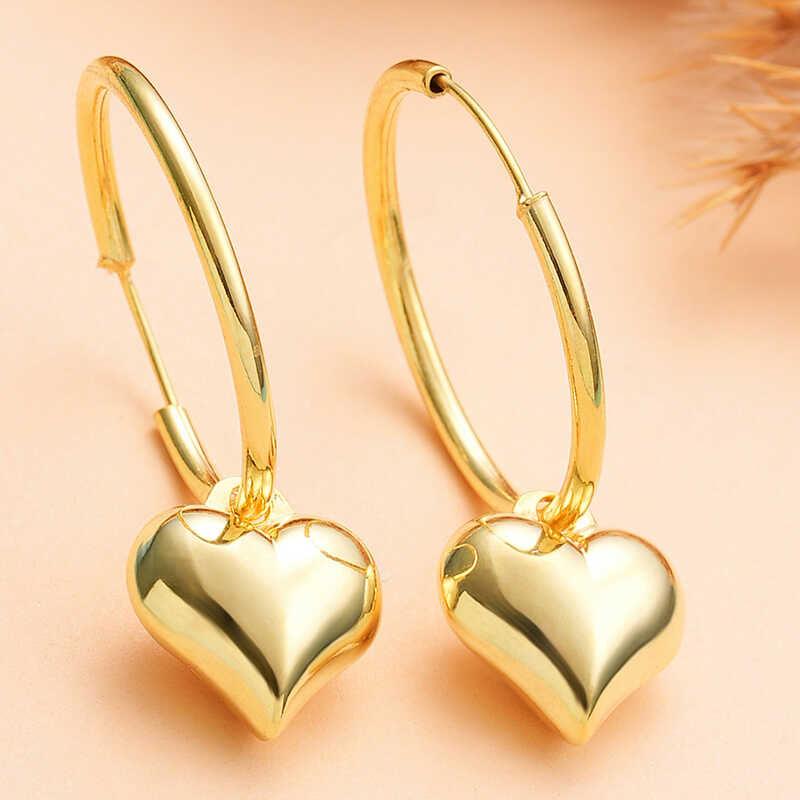 Silver Gold Heart Dangle Women's Earrings 