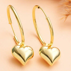 Silver Gold Heart Dangle Women's Earrings 