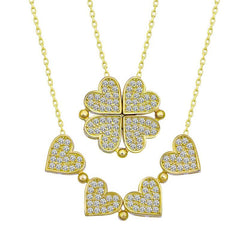Silver Gold Heart Openable Clover Women's Necklace