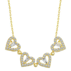 Silver Gold Heart Openable Clover Women's Necklace