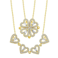 Silver Gold Heart Openable Clover Women's Necklace