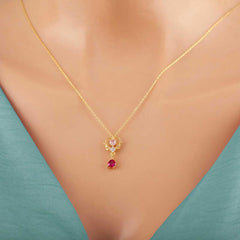 Silver Gold Heart Single Stone Women's Necklace