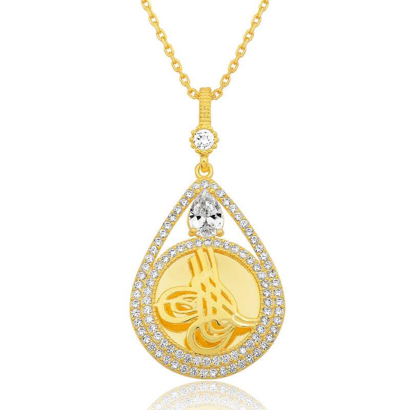 Collier Tughra en argent plaqué or pour femme