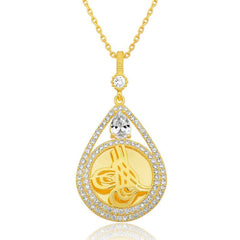 Collier Tughra en argent plaqué or pour femme