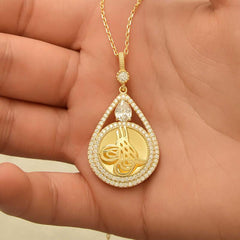 Collier Tughra en argent plaqué or pour femme