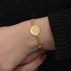 Bracelet Tughra pour femme en argent plaqué or