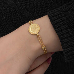 Bracelet Tughra pour femme en argent plaqué or