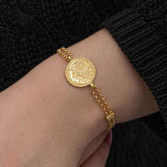 Bracelet Tughra pour femme en argent plaqué or