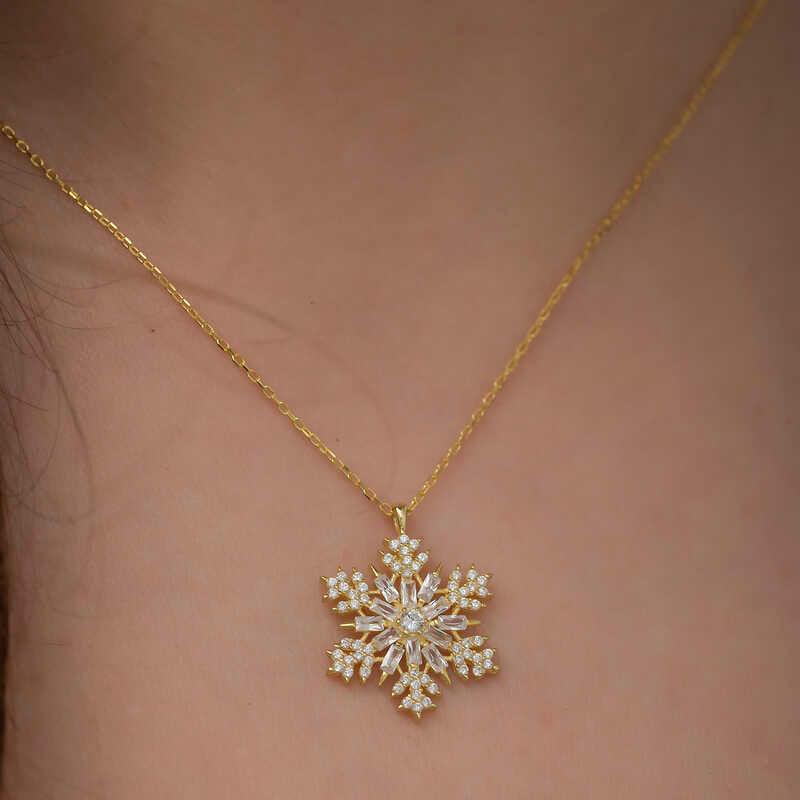 Silver Gold Snowflake Necklace