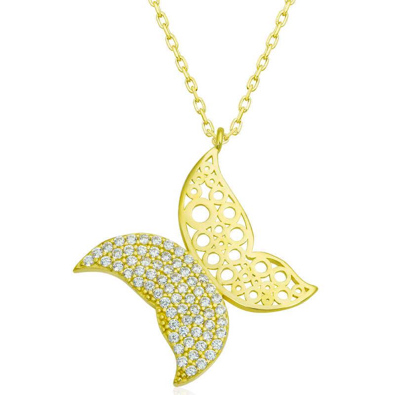 Silver Gold Butterfly Women's Necklace
