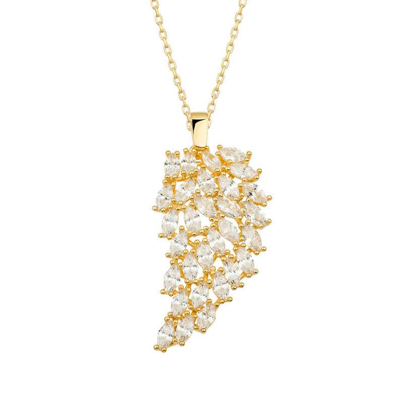 Collier femme aile d'ange argent or