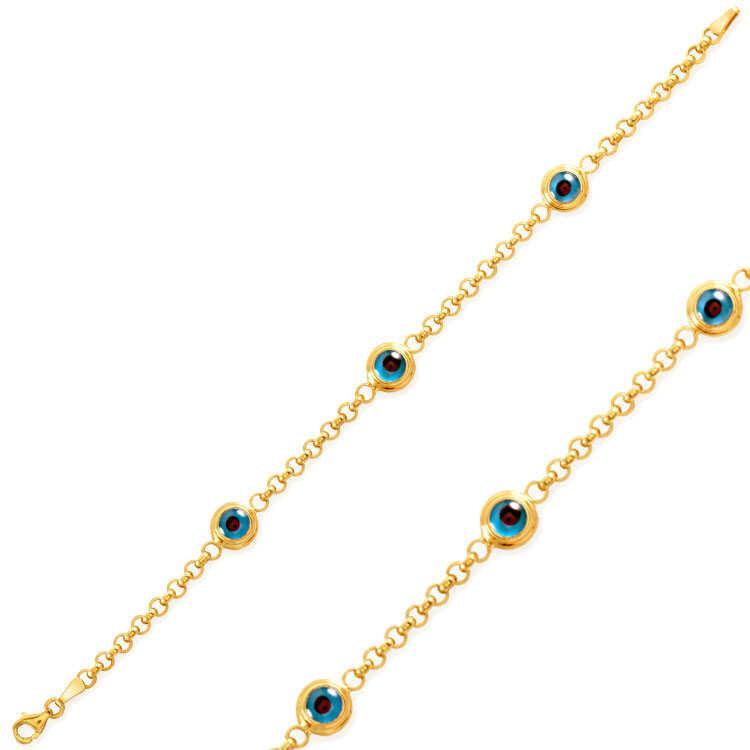 Bracelet femme en perles argent et or contre le mauvais œil