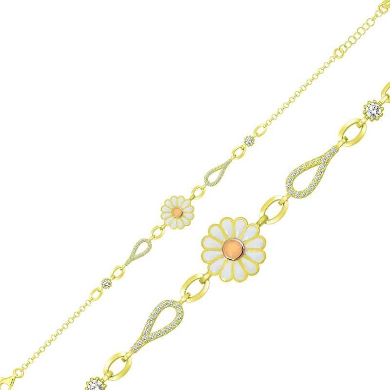 Bracelet femme marguerite argent or