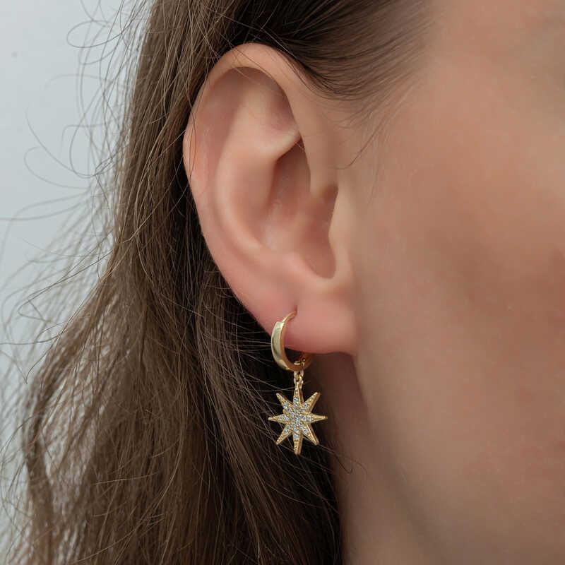 Silver Gold Dangling Pole Star Women's Earrings