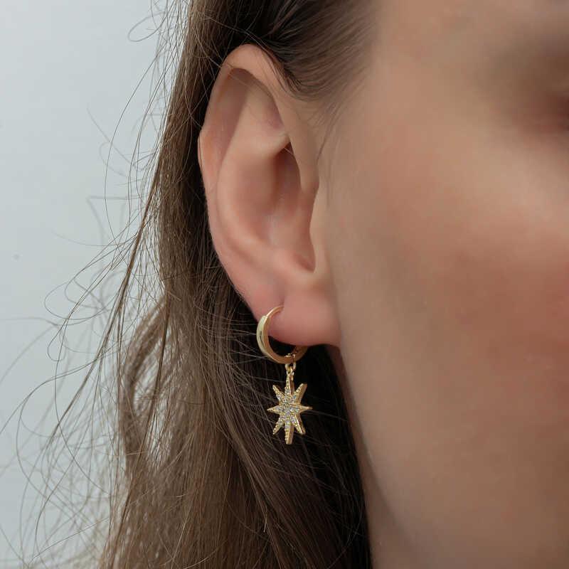 Silver Gold Dangling Pole Star Women's Earrings