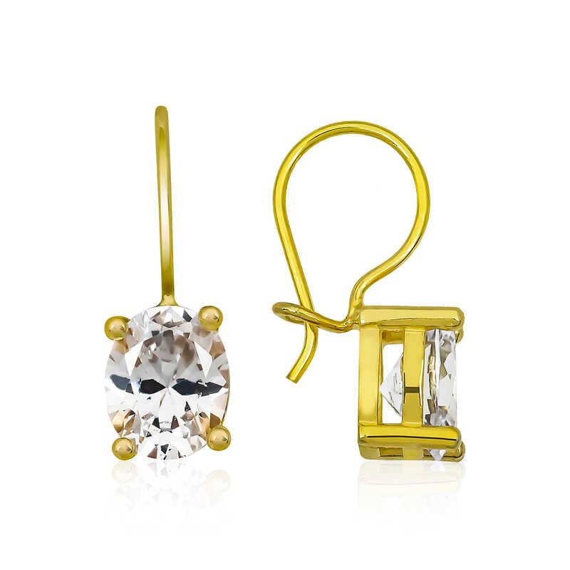 Silver Gold Dangle Oval Drop Earrings