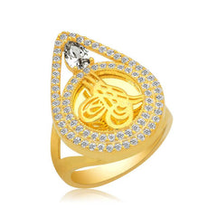 Bague Tughra pour femme en argent et or