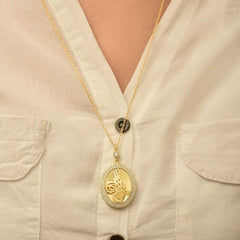 Collier ovale Tughra en argent et or pour femme
