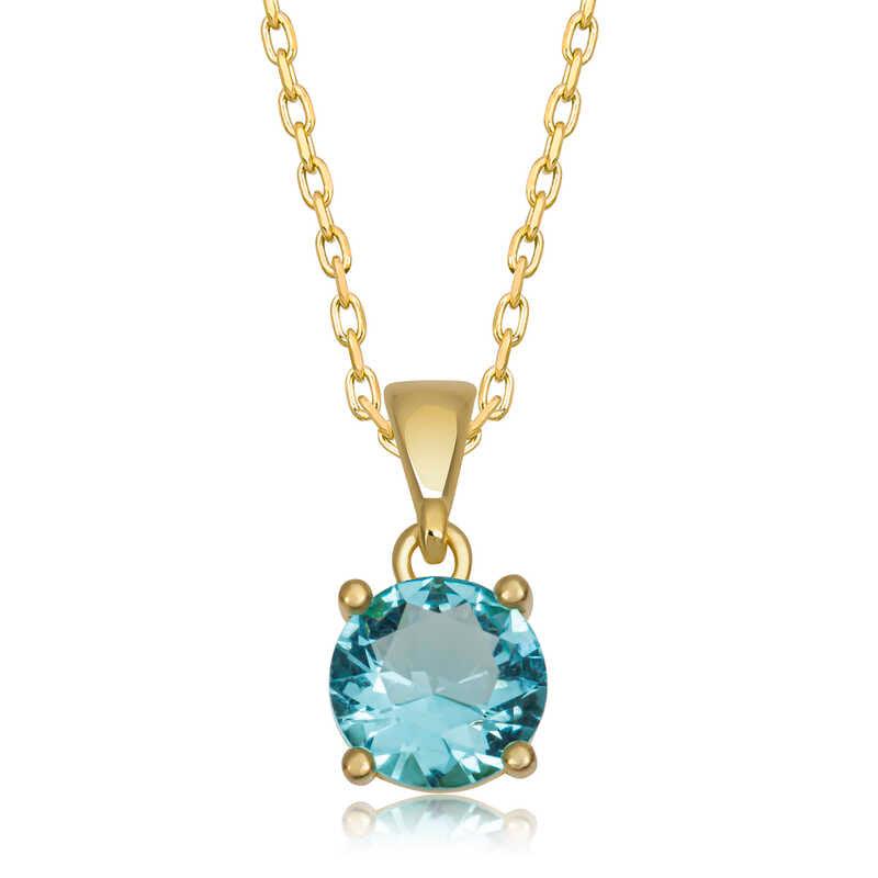 Silver Gold Turquoise Crystal Round Stone Women's Necklace