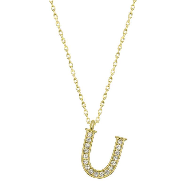 Silver Gold Letter U Women's Necklace