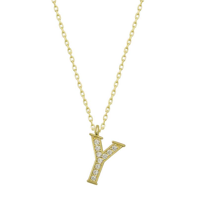 Silver Gold Letter Y Women's Necklace