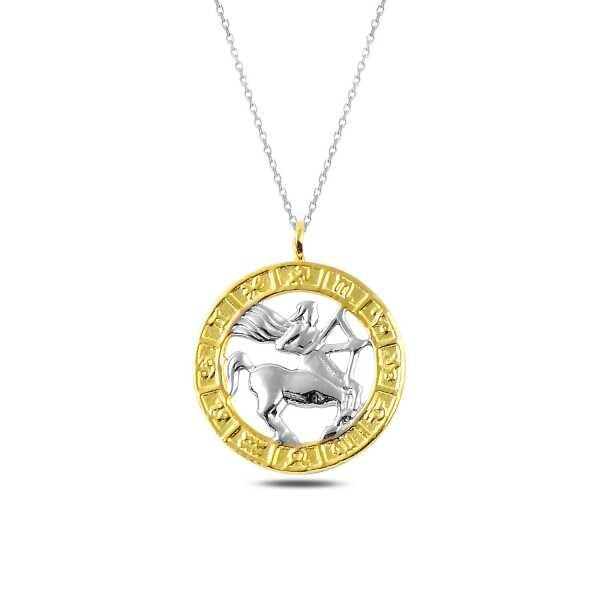 Silver Gold Sagittarius Necklace