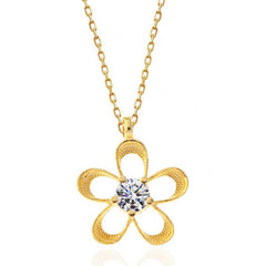 Silver Gold Zircon Stone Flower Women's Necklace