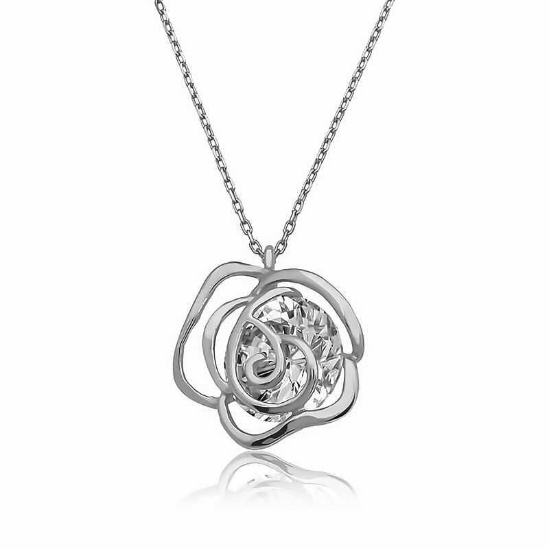 Silver Rose Women's Necklace